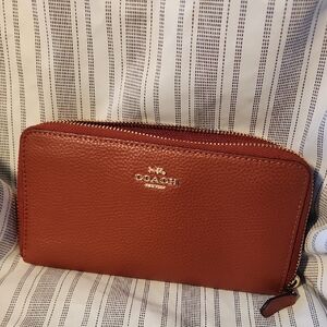 Coach Burnt Orange Leather Wallet Classic Design
